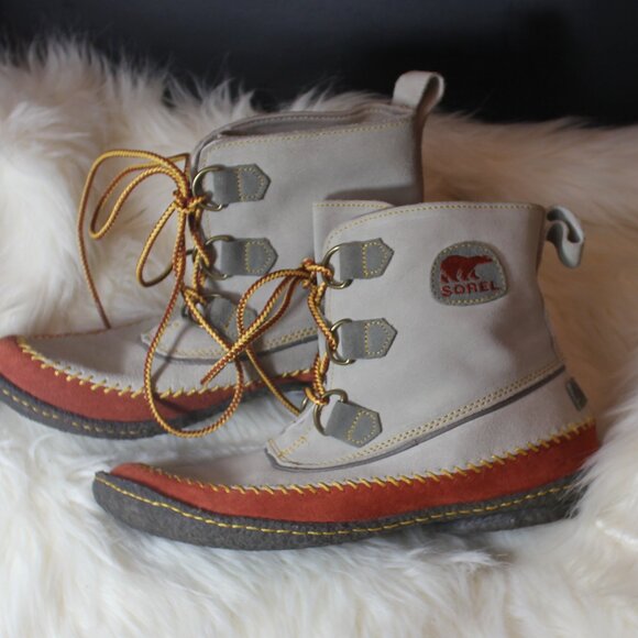 Sorel Women's Lace Up Joplin Ankle Boots Cream Size 10 - Picture 1 of 8